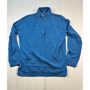 Johnnie-O Robb‎ Sweater Mens Medium Teal Kangaroo Pockets Mock Neck Quarter Zip